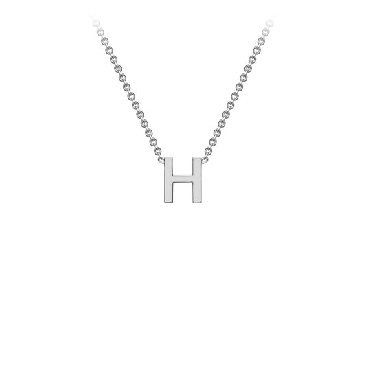 9K White Gold 'H' Initial Adjustable Letter Necklace 38/43cm