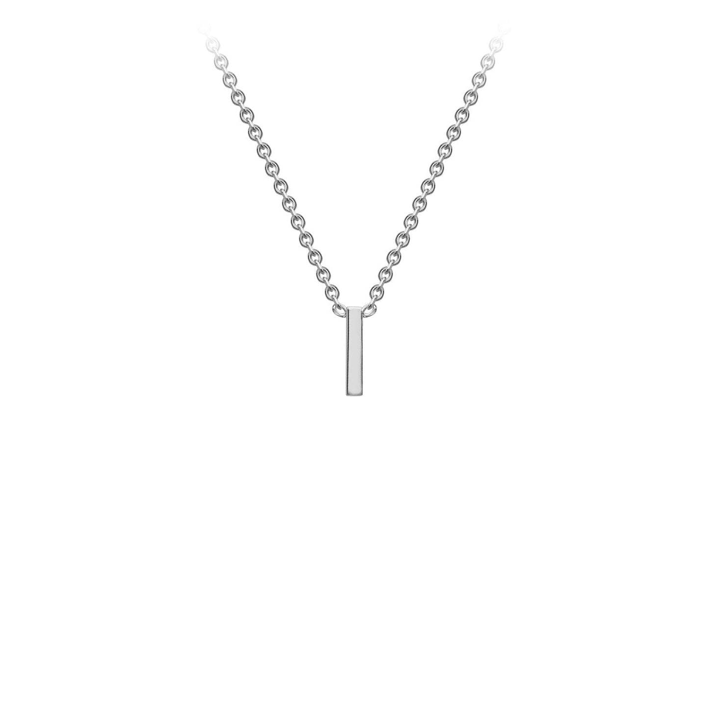 9K White Gold 'I' Initial Adjustable Letter Necklace 38/43cm