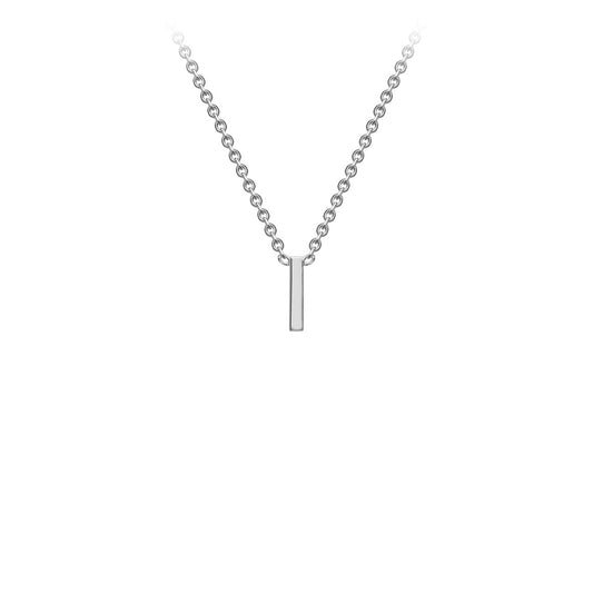 9K White Gold 'I' Initial Adjustable Letter Necklace 38/43cm