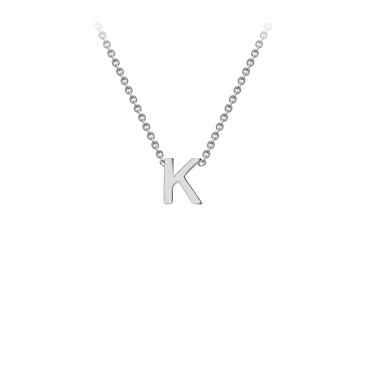 9K White Gold 'K' Initial Adjustable Letter Necklace 38/43cm