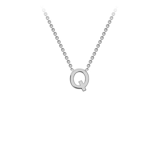 9K White Gold 'Q' Initial Adjustable Letter Necklace 38/43cm