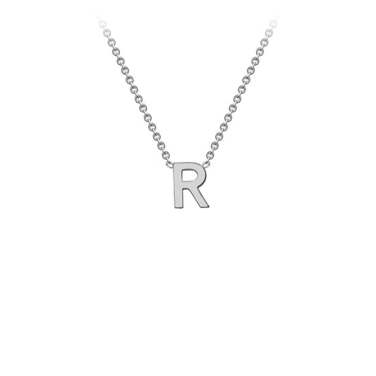 9K White Gold 'R' Initial Adjustable Letter Necklace 38/43cm