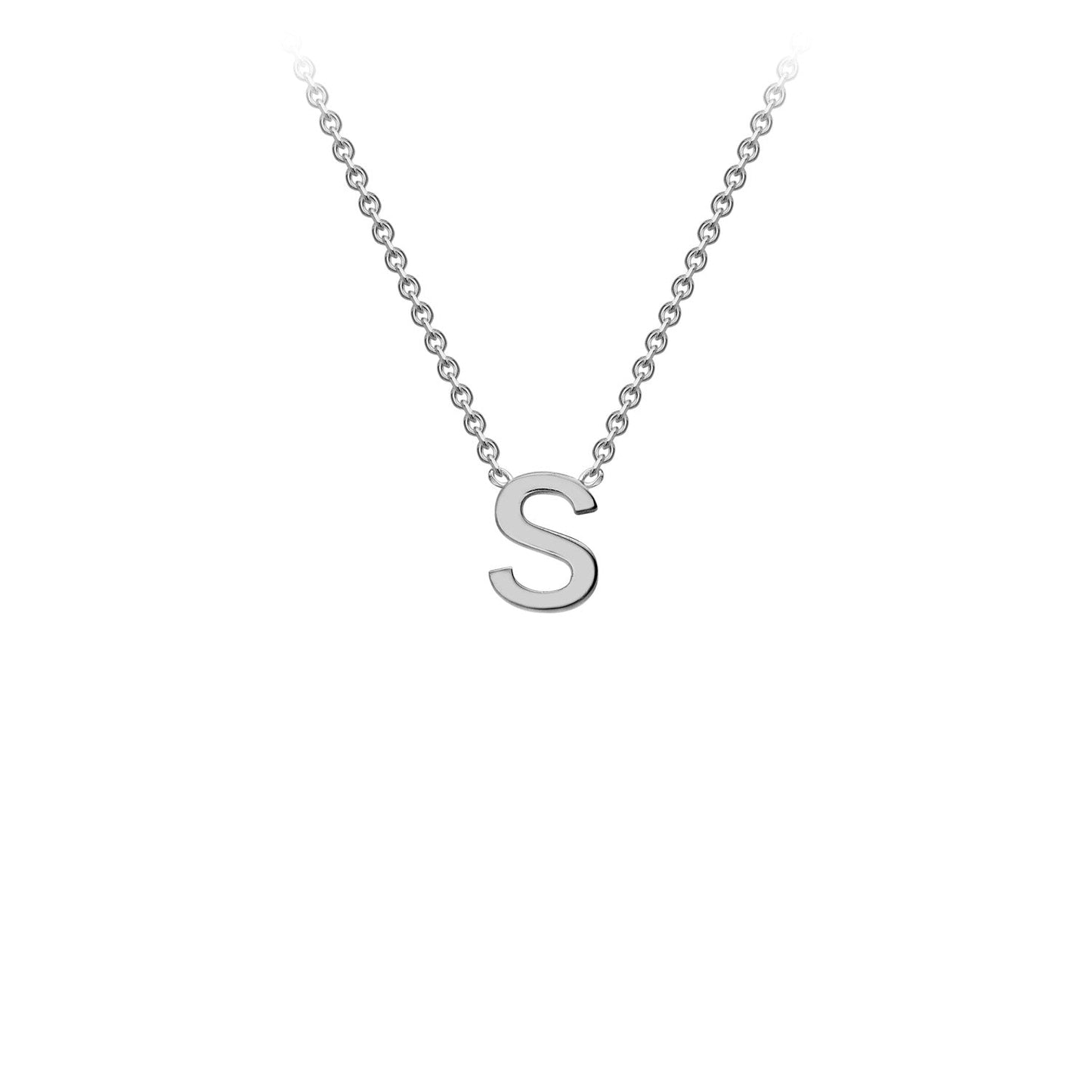 9K Gold Initial Adjustable Letter Necklace 38-43cm — S, 9kt WG