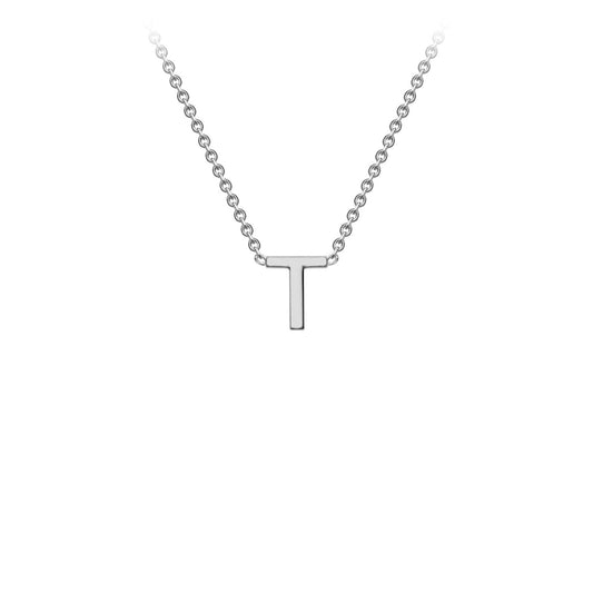 9K White Gold 'T' Initial Adjustable Letter Necklace 38/43cm