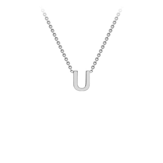 9K White Gold 'U' Initial Adjustable Letter Necklace 38/43cm