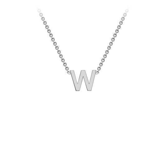 9K White Gold 'W' Initial Adjustable Letter Necklace 38/43cm