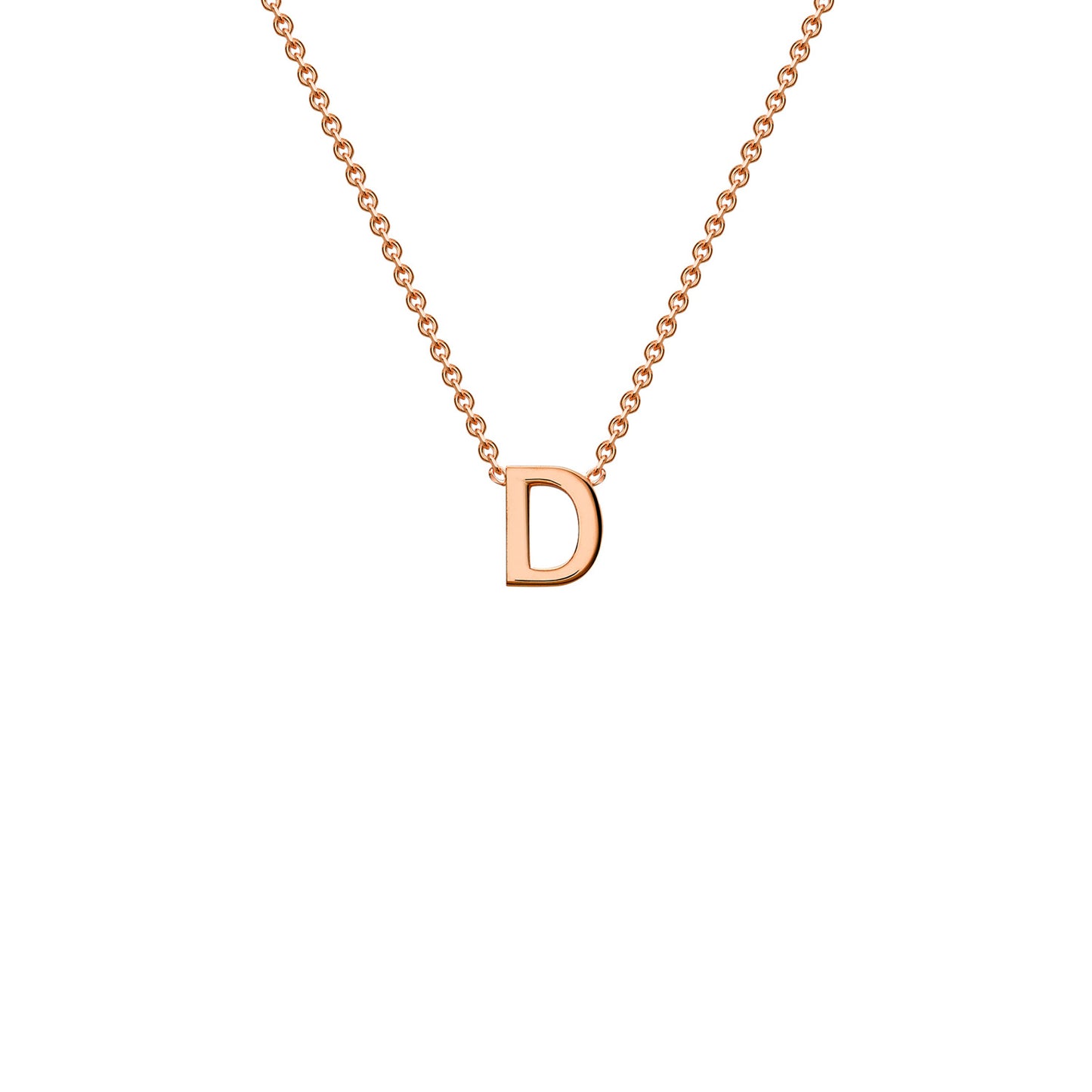9K Rose Gold 'D' Initial Adjustable Letter Necklace 38/43cm