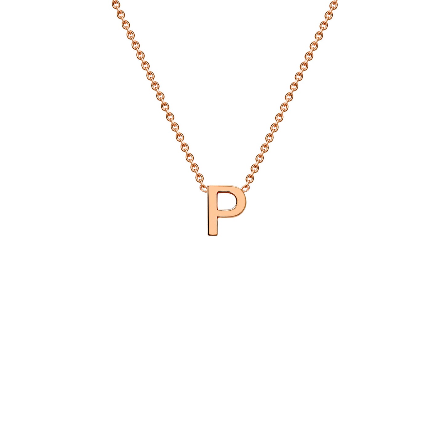 9K Rose Gold 'P' Initial Adjustable Letter Necklace 38/43cm