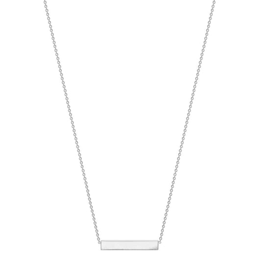 9K White Gold Solid Horizontal Bar Necklace 41+2cm