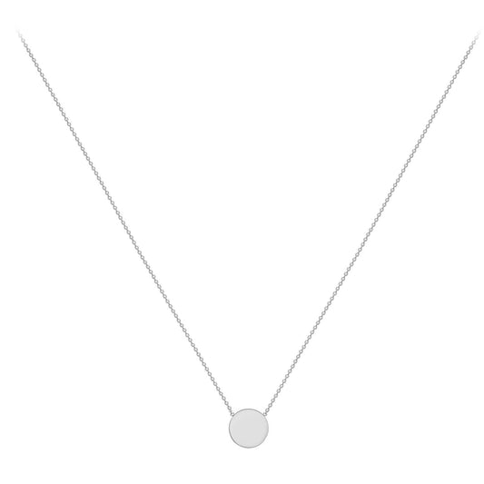 9K White Gold 10mm Disc Adjustable Necklace 41cm-43cm
