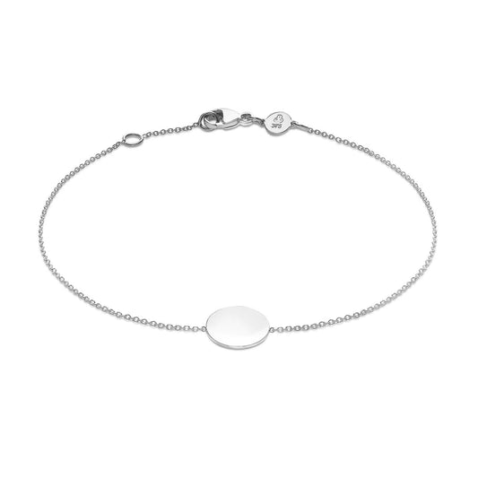9K White Gold 10mm Disc Adjustable Bracelet 18cm-19cm