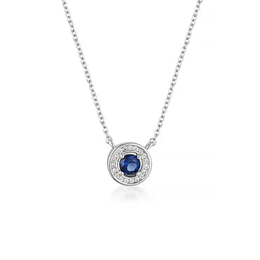 MILESTONE SAP BLUE ZIRCONIA HALO PENDANT IN SILVER