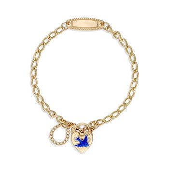 Bluebird  9kt YG Padlock 5.5" Round Curb Bracelet
