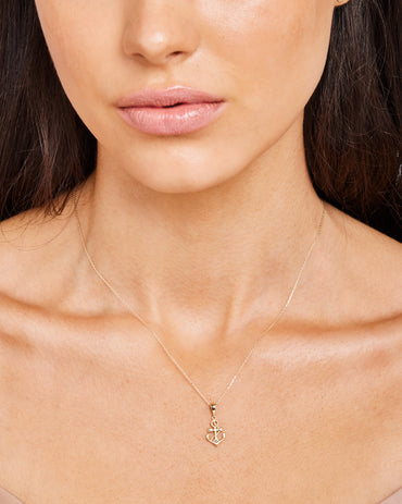 9K Yellow Gold Faith Love Hope Necklace 40-45cm