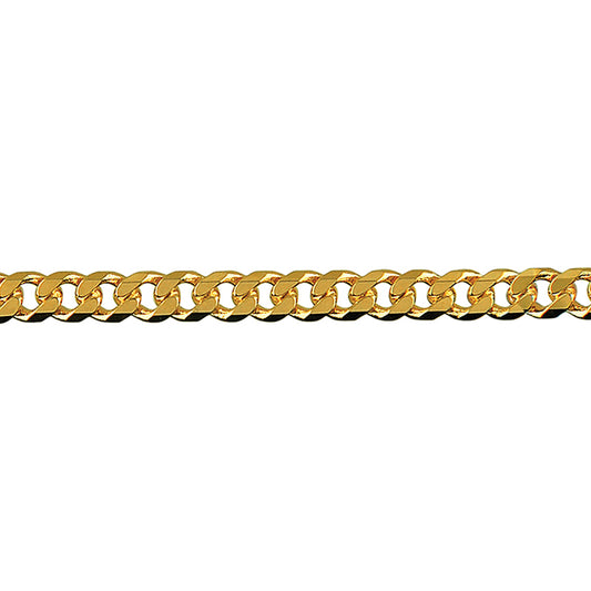 Bevelled Curb Diamond Cut Chain 3.60mm — Yellow Gold