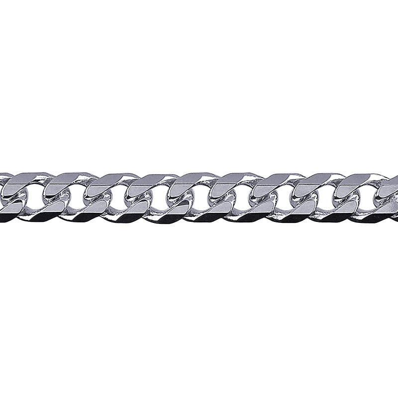 Bevelled Curb Diamond Cut Chain 5.40mm — White Gold