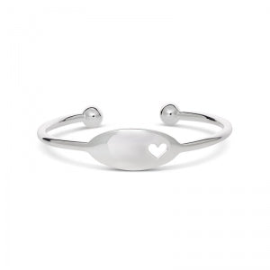 Charlie Heart Cuff Bangle Silver 45mm