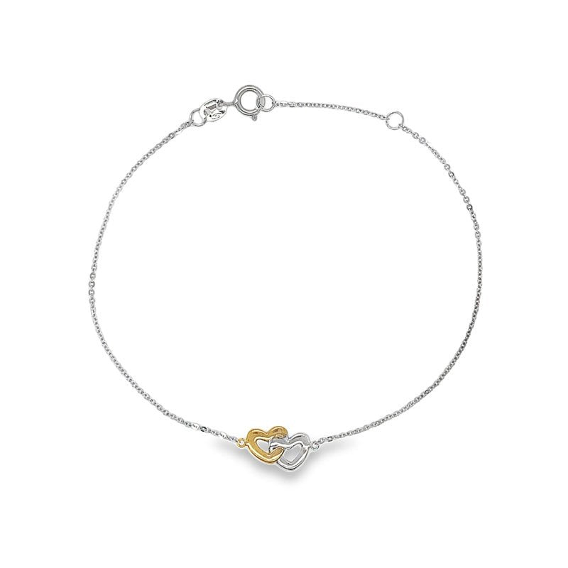 Carly Interlocking Heart Bracelet 9kt White & Yellow