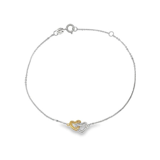 Carly Interlocking Heart Bracelet 9kt White & Yellow