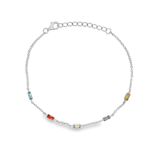 Maddie Multi Coloured CZ Bracelet Silver