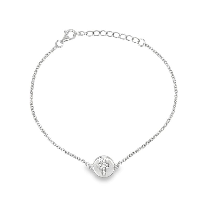 Ollie CZ Cross Bracelet Silver