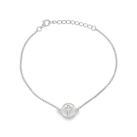 Ollie CZ Cross Bracelet Silver