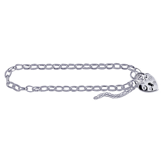 Oval Belcher Plain Padlock Bracelet