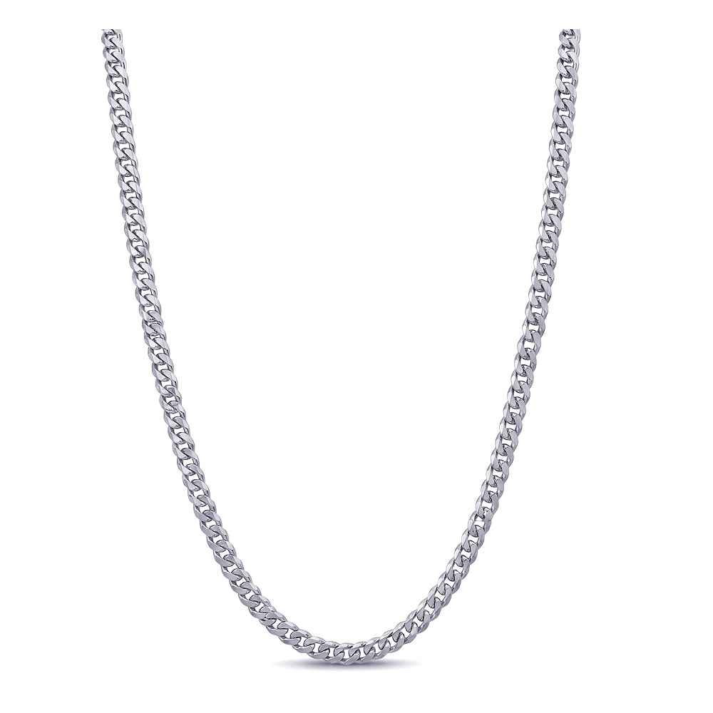Diamond Cut Curb Chain 1.50mm — White Gold