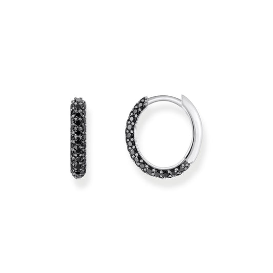 THOMAS SABO Hoop earrings with black zirconia pavé