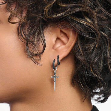 THOMAS SABO Hoop earrings with black zirconia pavé