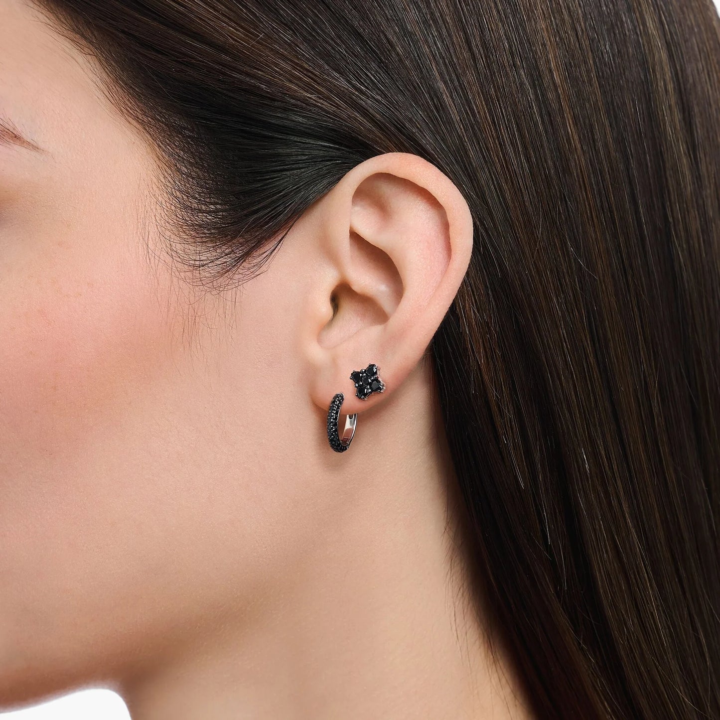 THOMAS SABO Hoop earrings with black zirconia pavé