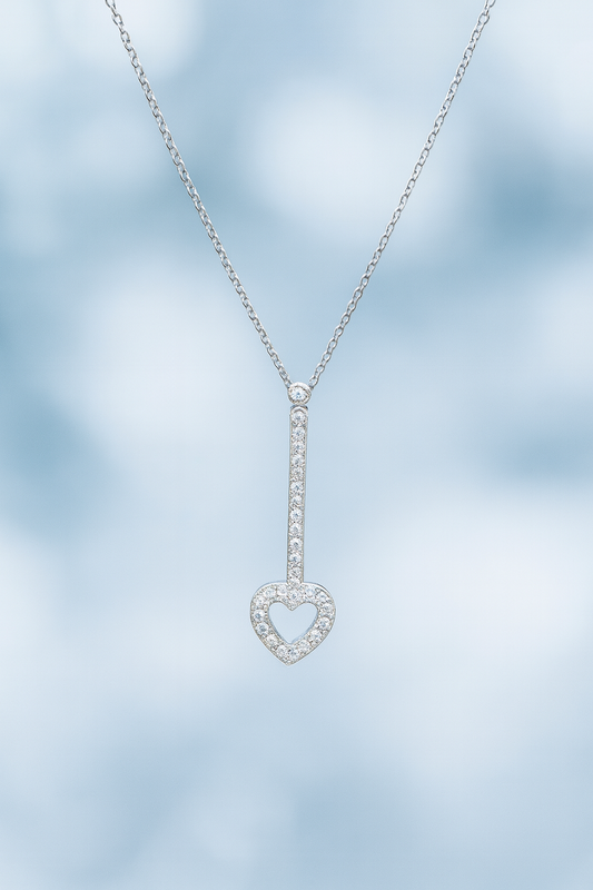 18K WG DROP DIA HEART SLIDER WITH CHAIN