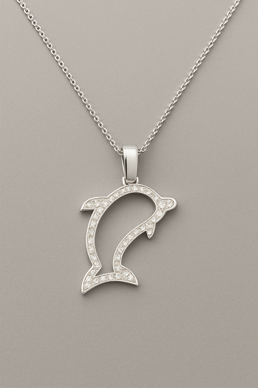 18K WG DIA DOLPHIN PENDANT