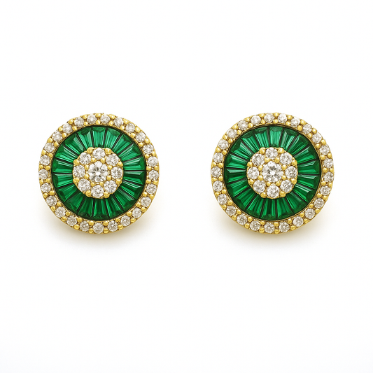 Radiance Halo Studs Green & Gold