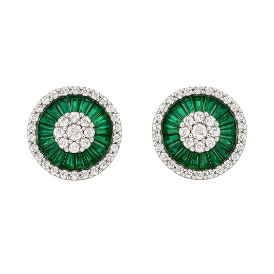 Radiance Halo Studs Green & White Gold