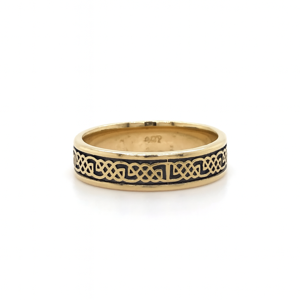 9K YG CELTIC OXIDISED BAND