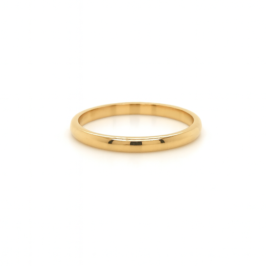 18K YG 2MM 1/2 ROUND BAND