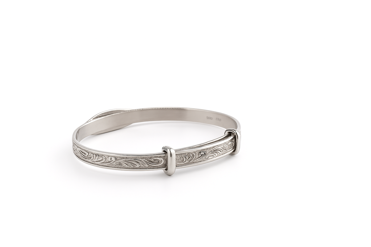 RHODIUM PLATED STERLING SILVER BABY BANGLE WITH CZ