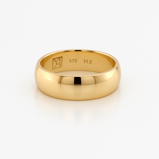 9K YG 6MM 1/2 Round BAND