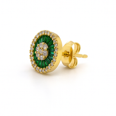 Radiance Halo Studs Green & Gold