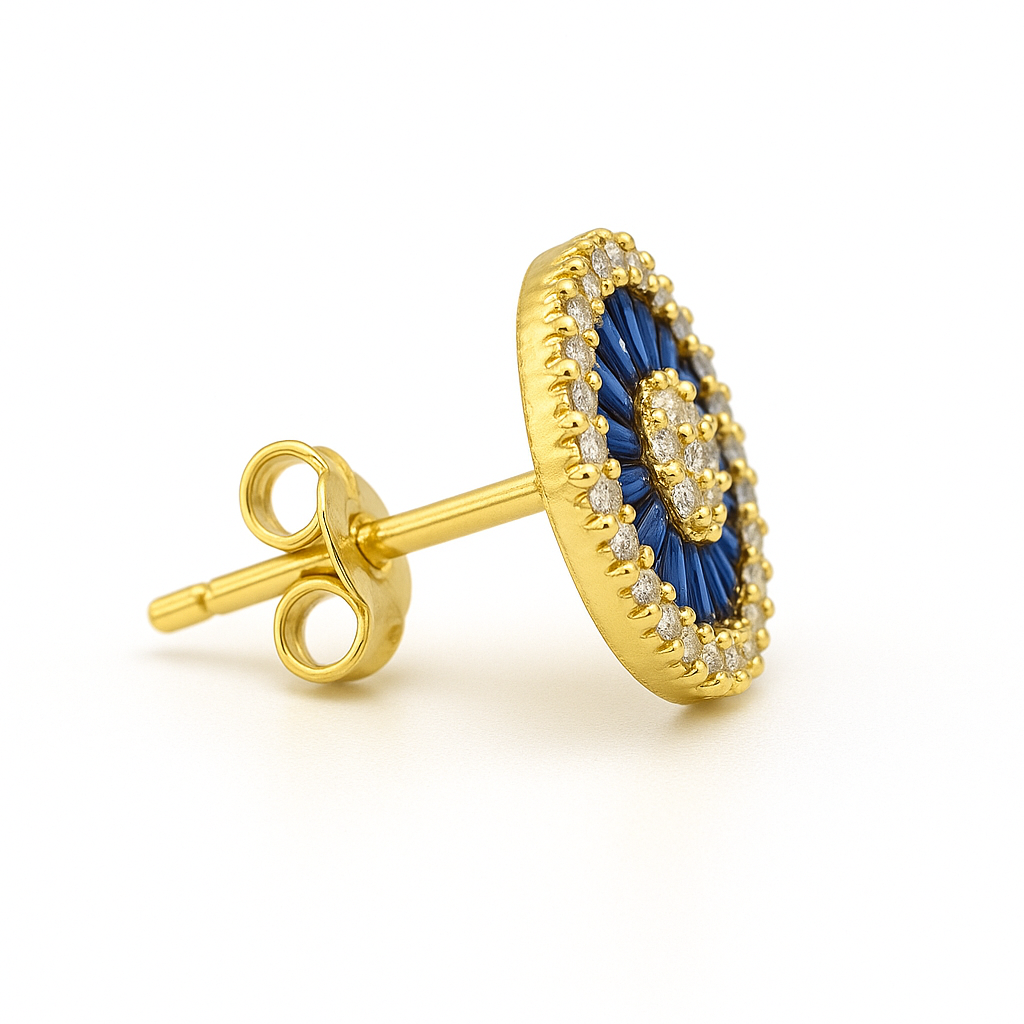 Radiance Halo Studs Blue & Gold