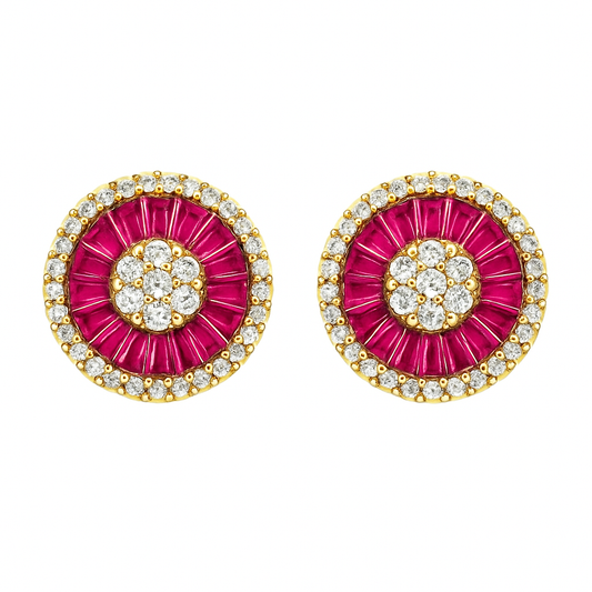 Radiance Halo Studs Pink & Gold