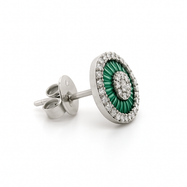 Radiance Halo Studs Green & White Gold