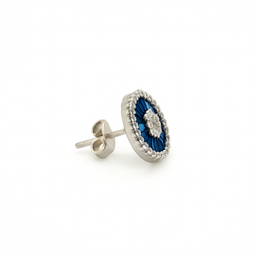 Radiance Halo Studs Blue & White Gold