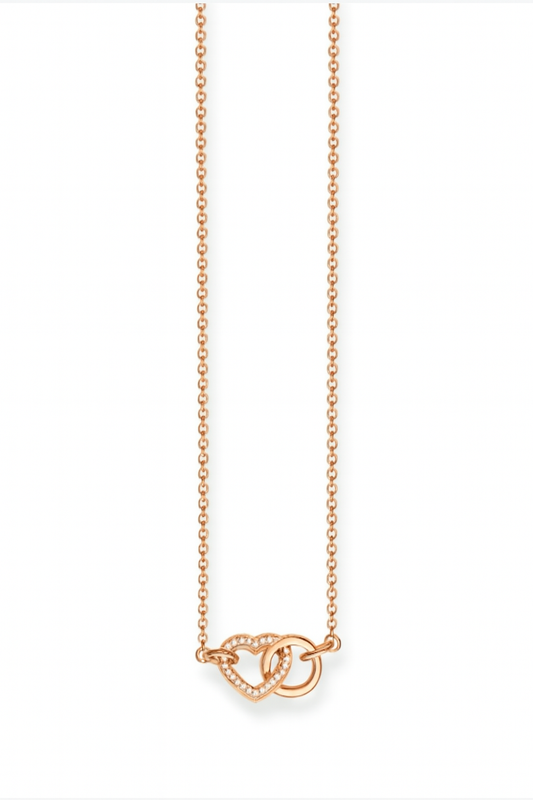 TOGETHER HEART CZ ROSE GOLD PLATED NECKLACE