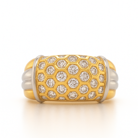 18K Honeycomb Diamond Design Ring