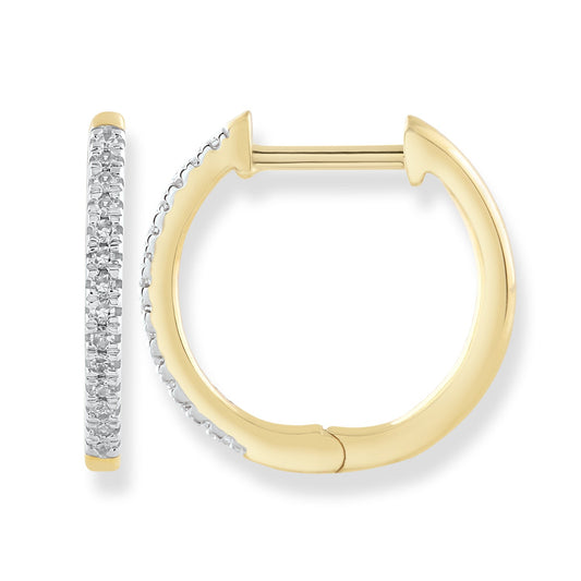 Huggie Earrings with 0.08ct Diamonds in 9K Yellow Gold