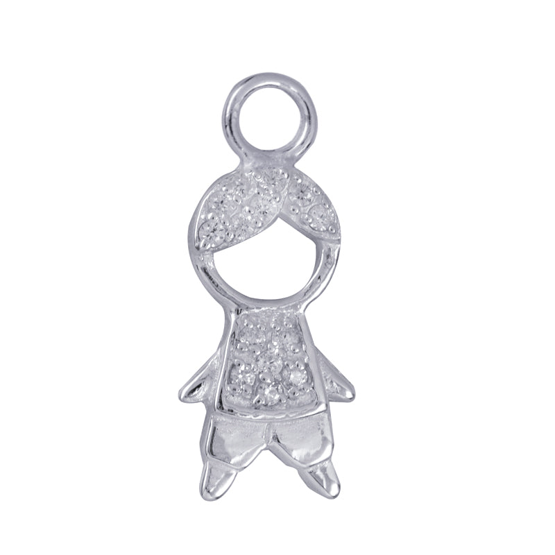 Interchangeable White Cz Boy Drop Charm
