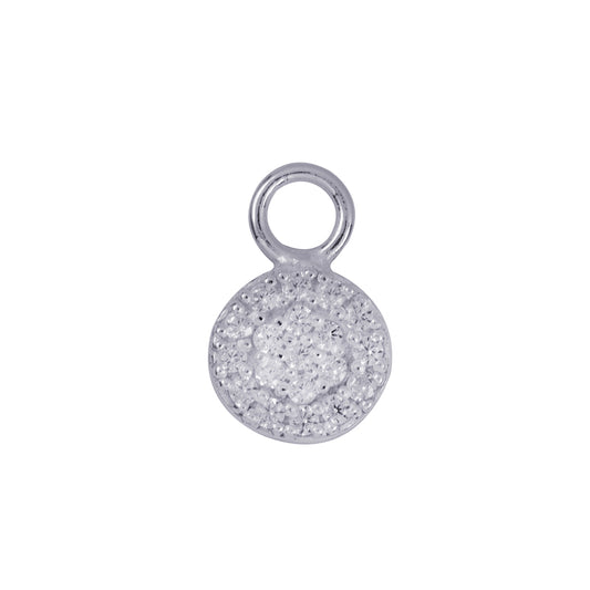 Interchangeable Round White Cz Flat Disc Drop Charm