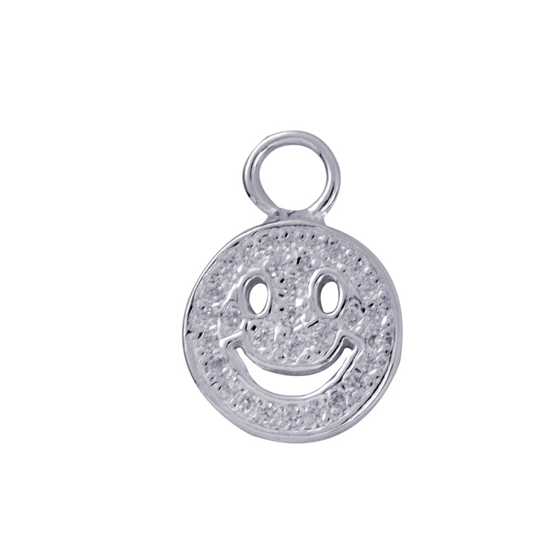 Interchangeable Round White Cz Smiley Face Drop Charm